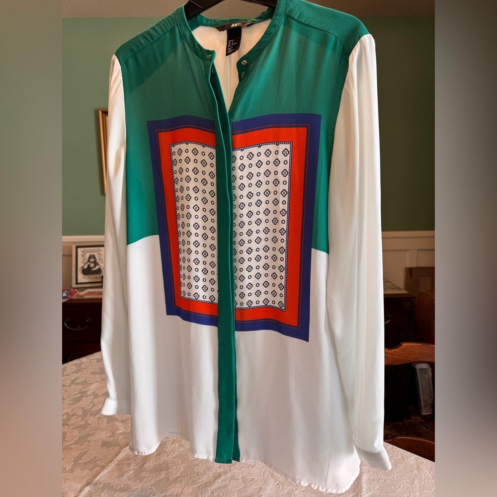 Colorful Geometric Print Blouse
